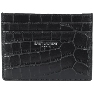 Saint Laurent crocodile-embossed leather cardholder