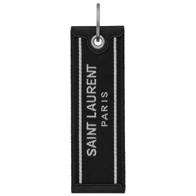 Saint Laurent woven-logo tag keyring