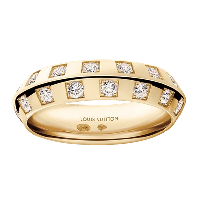 Le Damier de Louis Vuitton Medium Ring, Yellow Gold and Diamonds