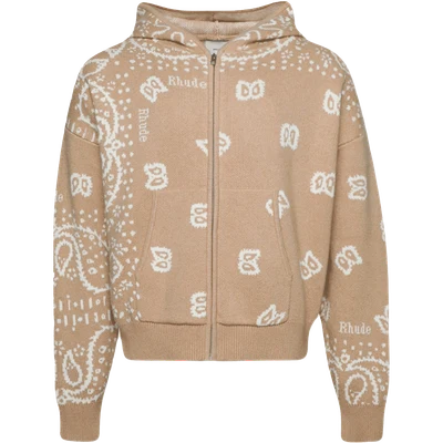 RHUDE Bandana knit zip-front hoodie