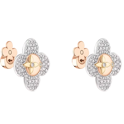 Vivienne Earrings, 3 Golds and Diamonds