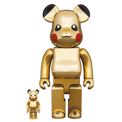 Bearbrick x Pikachu 100% & 400% Set Gold Chrome Ver.