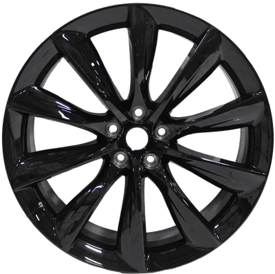 22" Tesla Model S Model X Gloss Black Twist Spoke Style Staggered Wheels