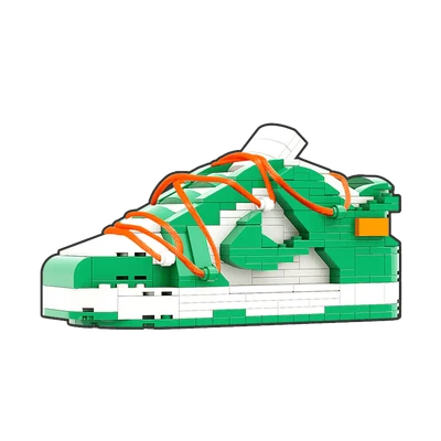 "SB Dunk Off-White Pine Green" Sneaker Bricks with Mini Figure