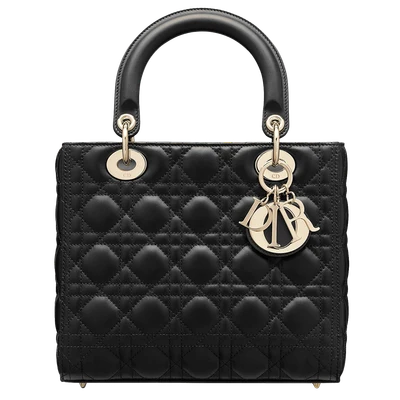 Lady Dior Bag Cannage Lambskin Medium Black