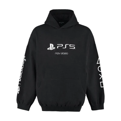 Balenciaga Oversize Cotton Hoodie Black