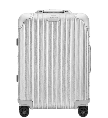 Dior x RIMOWA 4-Wheel Cabin Suitcase Aluminium Dior Oblique Silver