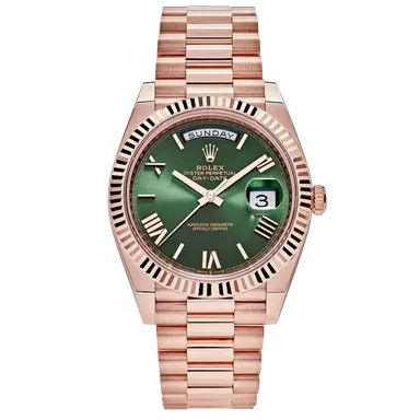 Rolex Day-Date Rose Gold Olive Green Dial 40mm