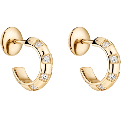 Le Damier de Louis Vuitton Small Hoops, Yellow Gold and Diamonds