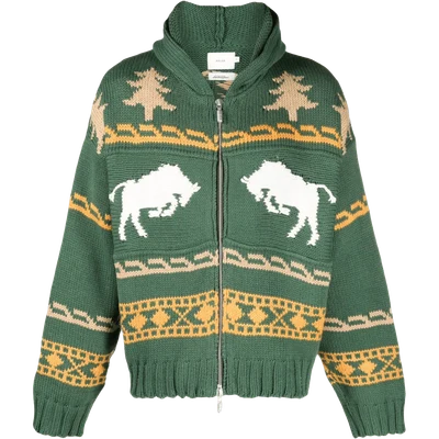 RHUDE patterned intarsia zip-up hoodie