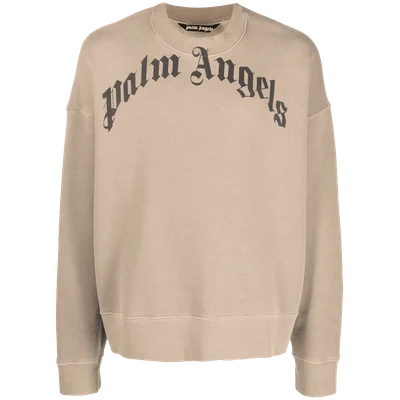 Curved Logo Crewneck Beige/Black