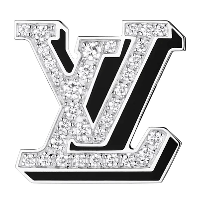 LV Earring, White Gold, Diamonds and Black Lacquer