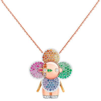 Vivienne Rainbow Pendant, 3 Golds, Diamonds & Colored Gemstones