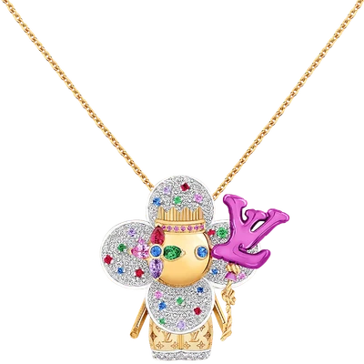 Vivienne Celebration Pendant, Yellow Gold, White Gold, Titanium, Diamonds and Colored Gemstones