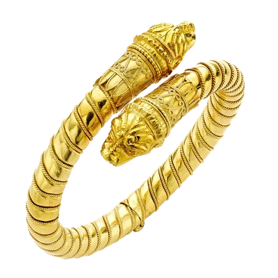 Pragnell Vintage Scythian style dragon heads hinged bangle
