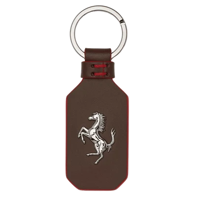 Ferrari Leather Keyring with Prancing Horse