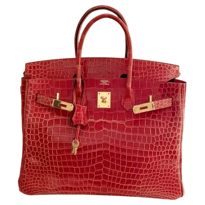 Hermes Birkin 35 Geranium Shiny Porosus Crocodile Bag GHW