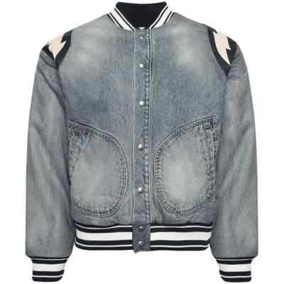 RHUDE Lightening denim bomber jacket