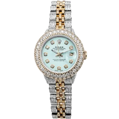 Rolex Datejust Bustdown Two Tone Light Blue Dial 26mm
