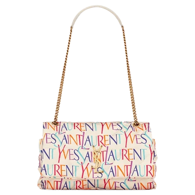 Saint Laurent Jamie Chain Bag Carre Rive Gauche In Printed Silk Medium Blanc Multicolor