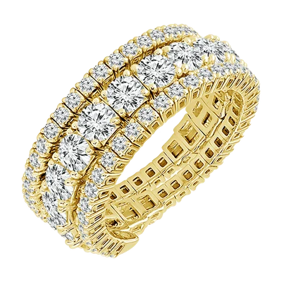 14 Karat Yellow Gold Ladies Diamond Flexible Ring 3.50 Carats