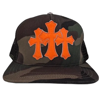 Chrome Hearts Cemetery Trucker Hat Camo/Orange