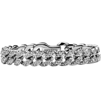 David Yurman Curb Chain Bracelet Platinum with Diamonds, 11.5mm