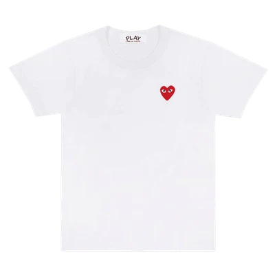 CDG Play Embroidered Red Heart T-shirt White