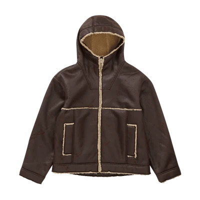 Supreme Faux Shearling Hooded Jacket (SS23) Brick