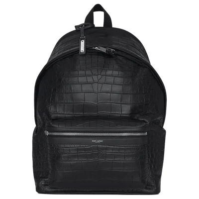Saint Laurent City Backpack Crocodile Embossed Leather Black