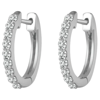 14 Karat White Gold Ladies Diamond Huggy Hoop Earrings 0.25 Carats
