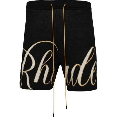 RHUDE logo-script knit shorts