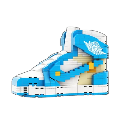 "AJ1 Off-White UNC" Sneaker Bricks with Mini Figure