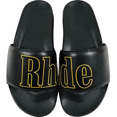 RHUDE logo-print leather slides