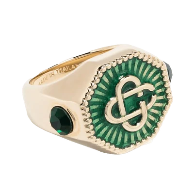 Casablanca embossed-monogram signet ring