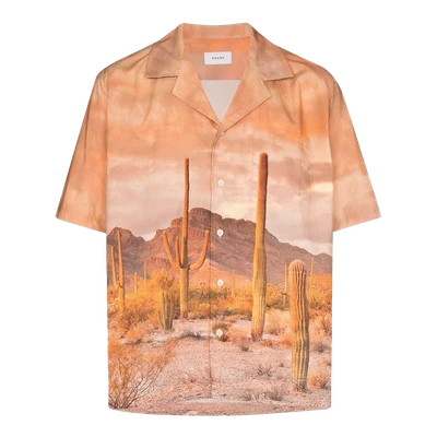 Rhude Cactus Button Up Bowling Shirt Pink