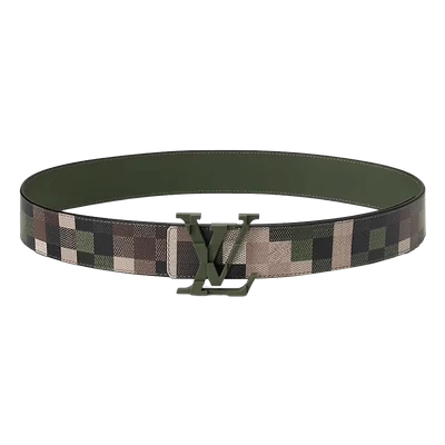 Louis Vuitton LV Mega Pixel 40mm Reversible Belt Green Damoflage Damier