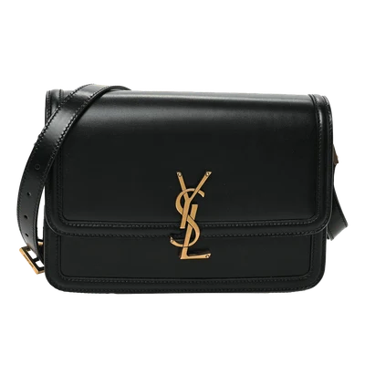 Saint Laurent Solferino Box Leather Satchel Medium Black