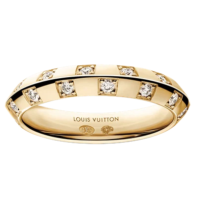 Le Damier de Louis Vuitton Small Ring, Yellow Gold and Diamonds